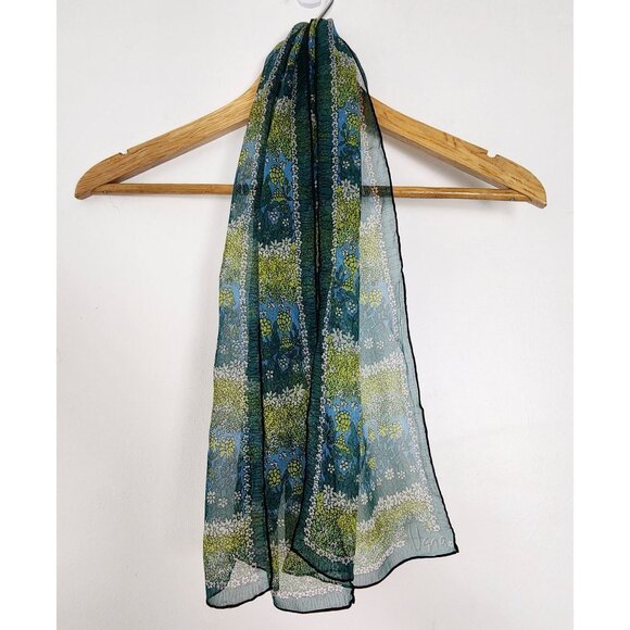 VTG 60s Vera Neumann Chiffon Scarf Hand Rolled Edges Floral Fashion Accessory - Picture 2 of 12